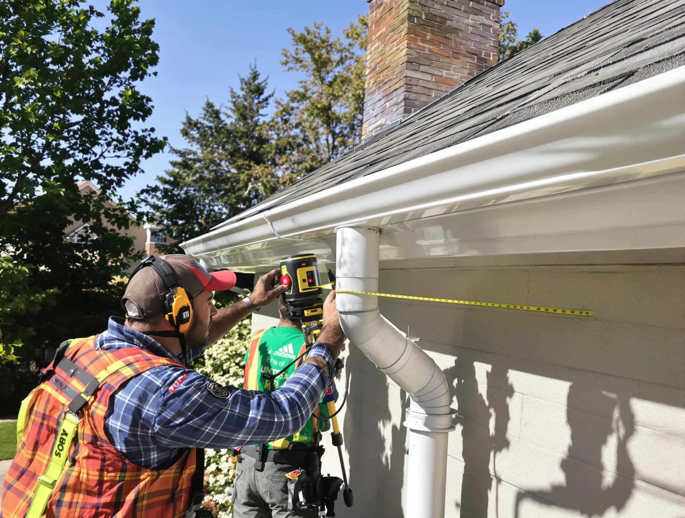 Euclid Roofing Company installing downspouts at a property in Euclid, OH