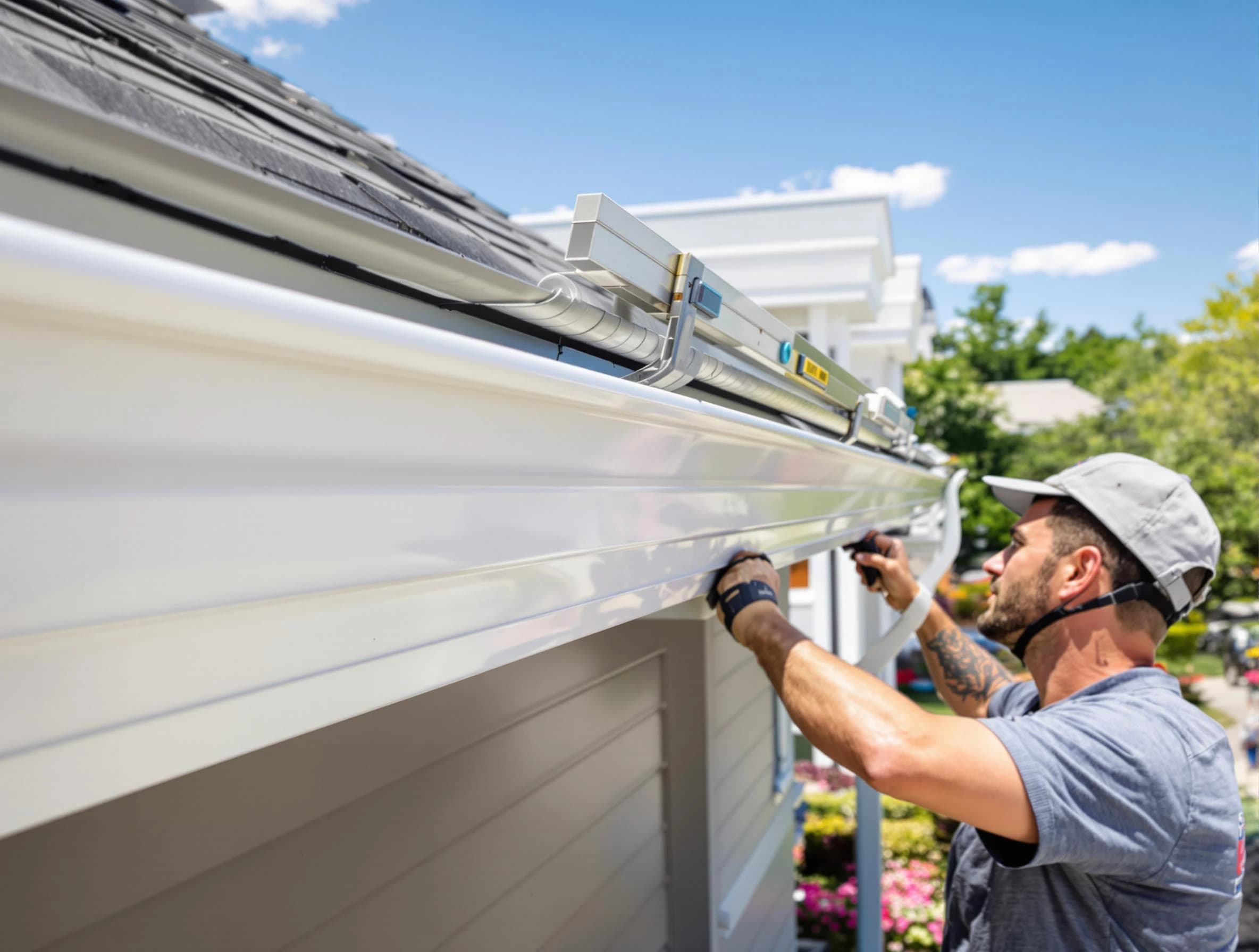 Newly installed gutters by Euclid Roofing Company for a home in Euclid, OH
